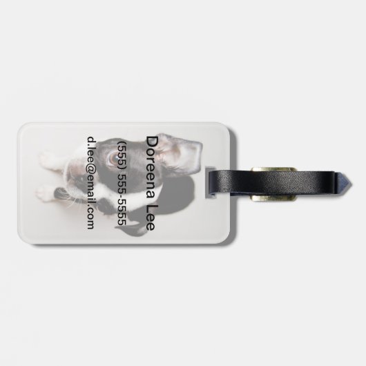 Welpe Edison Boston Terrier Gepäckanhänger (Rückseite horizontal)