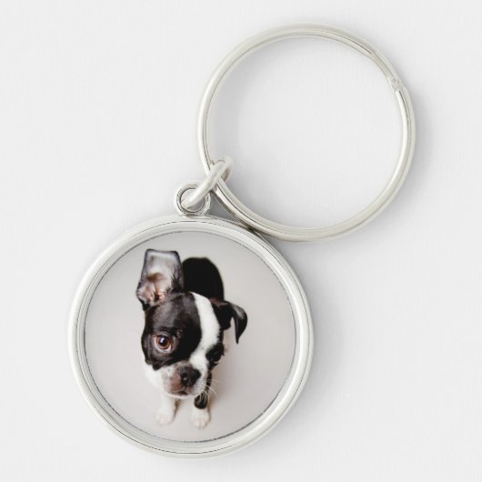 Welpe Edison Boston Terrier Schlüsselanhänger (Vorne)