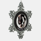 Welpe Edison Boston Terrier Schneeflocken Zinn-Ornament (Links)