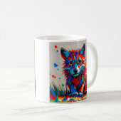 Welpe expressive abstrakte Tierkunst Kaffeetasse (VorderseiteRechts)
