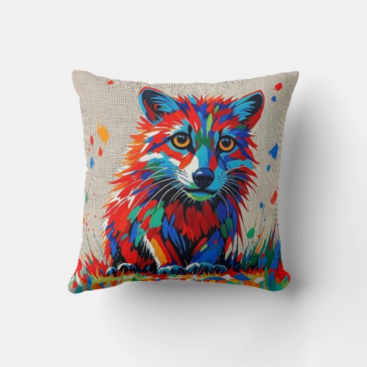 Welpe expressive abstrakte Tierkunst Kissen (Rückseite)