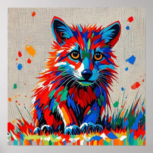 Welpe expressive abstrakte Tierkunst Poster (Vorne)