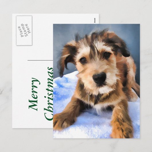 Welpe Feiertagspostkarte (Vorne/Hinten)