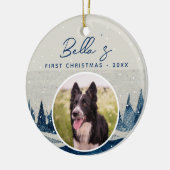 Welpe First Christmas Winter Forest Dog Foto Keramik Ornament (Links)