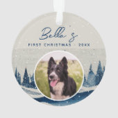 Welpe First Christmas Winter Forest Dog Foto Ornament (Rückseite)