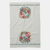 Welpe & Floral 70er Retro "Peace & Liebe" Geschirrtuch (Vertikal)