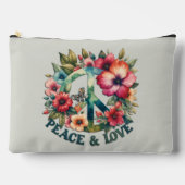 Welpe & Floral 70er Retro "Peace & Liebe" Zubehörtasche (Vorderseite)