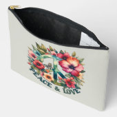 Welpe & Floral 70er Retro "Peace & Liebe" Zubehörtasche (Offen)