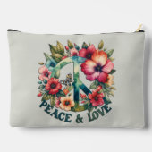 Welpe & Floral 70er Retro "Peace & Liebe" Zubehörtasche (Rückseite)