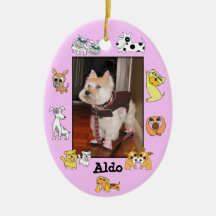 Welpe Foto Oval Ornament 18 Hund Cartoon Farbe hin