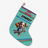 Welpe Fußball Weihnachtsfest Strumpf / Name Kleiner Weihnachtsstrumpf (Vorderansicht (hängend))