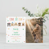 Welpe Geburtstag Einladung Hund Party Pawty Foto (Stehend Vorderseite)