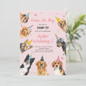 Welpe Geburtstag Einladung Hund Party Pawty Girl (Stehend Vorderseite)