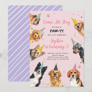 Welpe Geburtstag Einladung Hund Party Pawty Girl