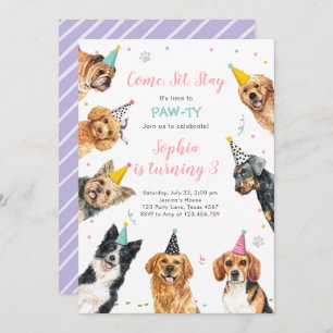 Welpe Geburtstag Einladung Hund Party Pawty Girl