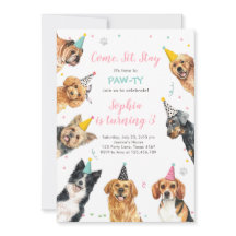 Welpe Geburtstag Einladung Hund Party Pawty Girl
