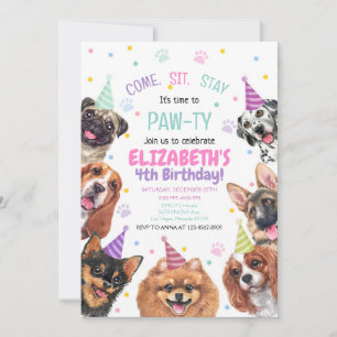 Welpe Geburtstag Einladung Hund Party Pawty Girl