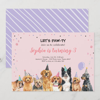 Welpe Geburtstag Einladung Hund Party Pawty Pink
