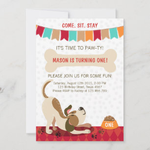 Welpe Geburtstag Einladung Paw-ty Welpe Party