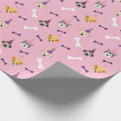 Welpe Geburtstagsparty Wrapping Papier Pink & Lila Geschenkpapier (Ecke)