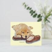 Welpe-Golden Retriever-Hundeportrait vermisst Postkarte (Stehend Vorderseite)