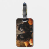 Welpe Herbst Kürbis Gepäckanhänger (Rückseite vertikal)