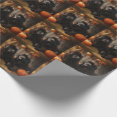 Welpe Herbst Kürbis Geschenkpapier (Ecke)