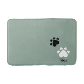 Welpe Herz Paws Muster Schwarz-Weiß Badematte (Vorderseite)