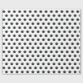 Welpe Herz Paws Muster Schwarz-Weiß Geschenkpapier (Flach)