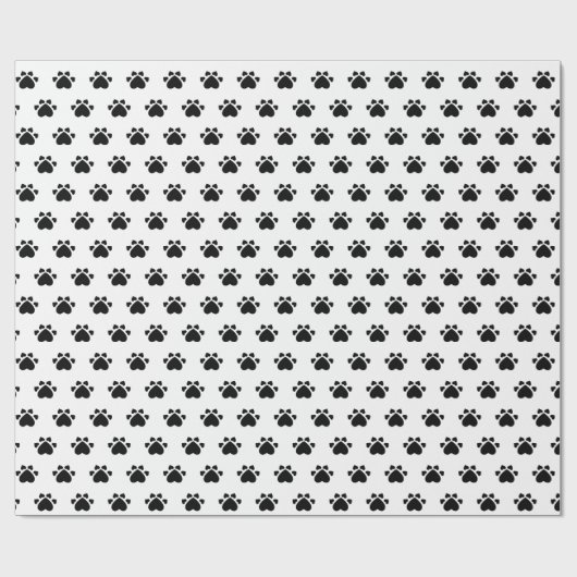 Welpe Herz Paws Muster Schwarz-Weiß Geschenkpapier (Flach)