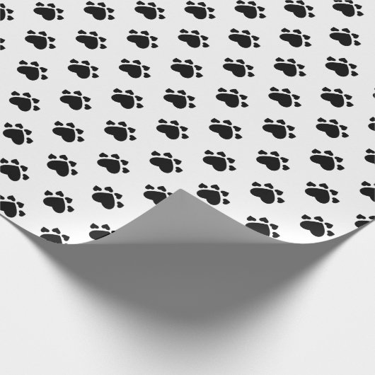 Welpe Herz Paws Muster Schwarz-Weiß Geschenkpapier (Ecke)