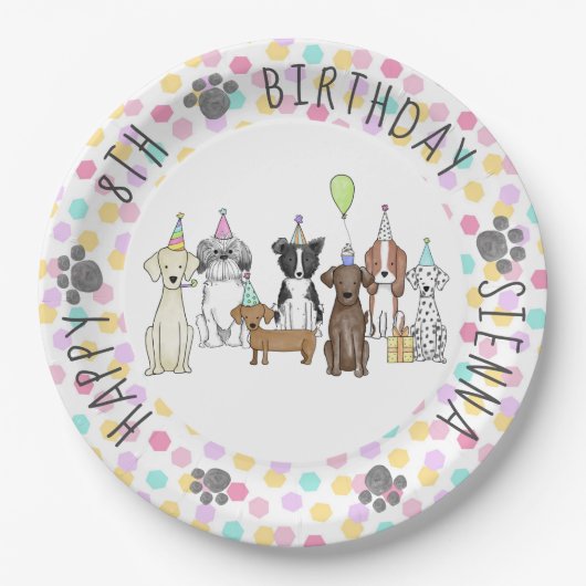 Welpe Hund Birthday Pawty Pappteller (Vorderseite)