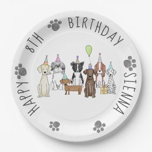 Welpe Hund Birthday Pawty Pappteller (Vorderseite)