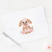 Welpe Hund Cartoon Pastel Personalisiert Runder Aufkleber (Umschlag)