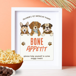 Welpe Hund Geburtstag Food Table Knochen Appetitun Poster