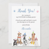 Welpe Hund Geburtstagsparty Danke Karte (Vorderseite)
