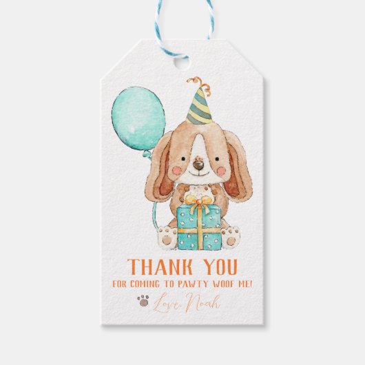 Welpe Hund Geburtstagsparty Gunst Tags Geschenkanhänger (Vorderseite)