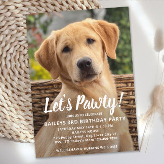 Welpe Hund Geburtstagsparty Personalisiertes Tier Einladung