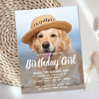 Welpe Hund Geburtstagsparty Personalisiertes Tier Einladungspostkarte