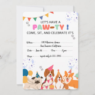 Welpe Hund Geburtstagsparty Welpenpau Einladungen