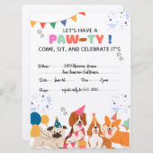 Welpe Hund Geburtstagsparty Welpenpau Einladungen (Vorne/Hinten)