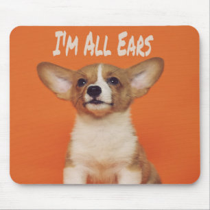 Welpe Hund ich bin ganz Ohr, Niedlich Meme Mousepad