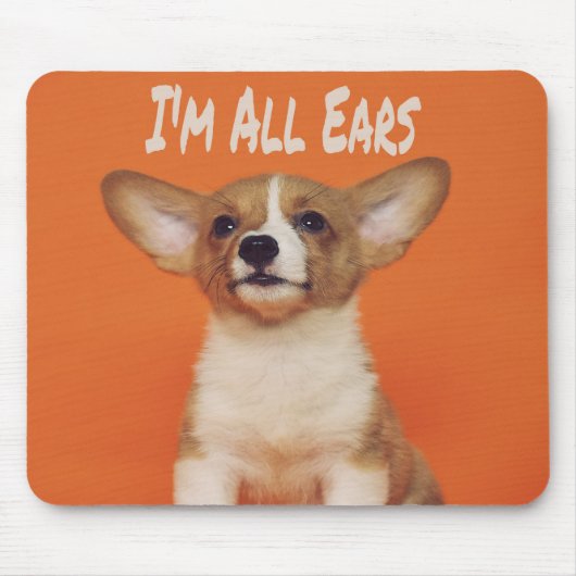 Welpe Hund ich bin ganz Ohr, Niedlich Meme Mousepad (Vorne)