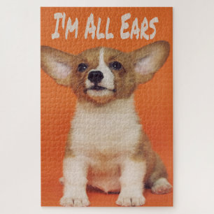 Welpe Hund ich bin ganz Ohr, Niedlich Meme Puzzle