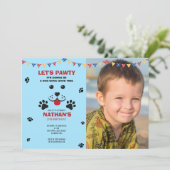 Welpe Hund Lasse Pawty Birthday Boy Foto Einladung (Stehend Vorderseite)
