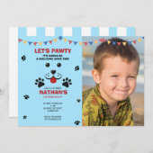Welpe Hund Lasse Pawty Birthday Boy Foto Einladung (Vorne/Hinten)