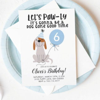 Welpe Hund Lasse Pawty Birthday Party Boy Einladung