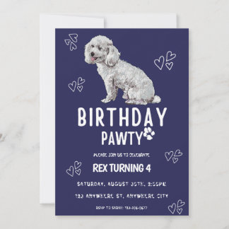 Welpe Hund Lasse Pawty Geburtstagsparty Einladung