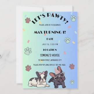 Welpe Hund Lasse Pawty Geburtstagsparty Einladung