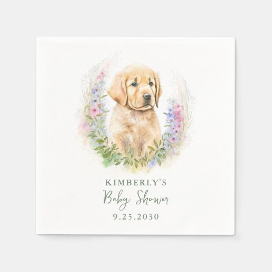 Welpe Hund Moderne Babydusche Serviette (Vorderseite)